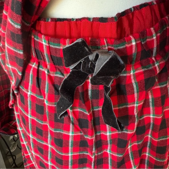 Lands' End Womens 3-Piece Red Plaid Flannel Pajama Set w/ Robe Medium cozy comfy - Picture 4 of 8